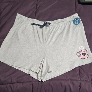 Life Is Good Gray Women's Sleep Shorts with Pink Mug Design Size Large New